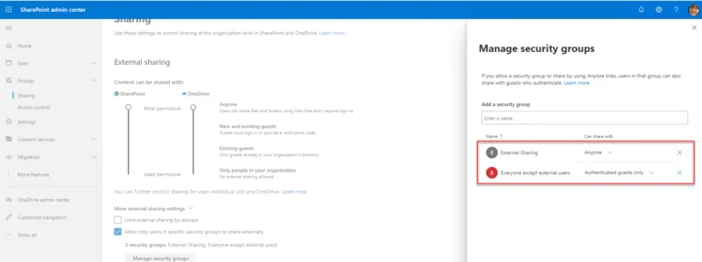 OneDrive for Business: Tips and Tricks for High-Performing Admins SharePoint Manage Security Groups