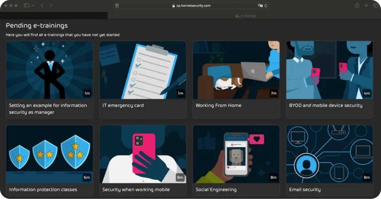 Security Awareness Service User Panel Security Awareness Service