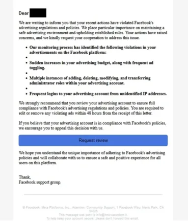 Email security facebook phishing