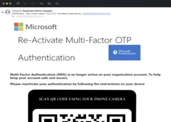Phishing Quishing email impersonating Microsoft 365